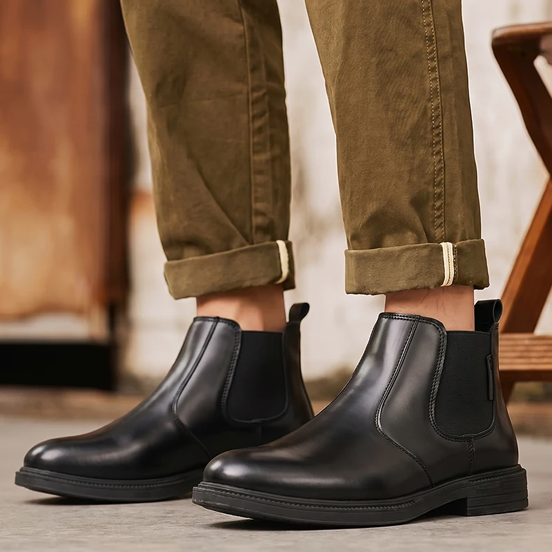 حذاء تشيلسي رجالي من الجلد، تص - مراجعة Men Formal Wear With Boots وسعره